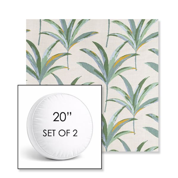 Picture of Martinique Tropic | Set of 2 | 20" Sunbrella Boxed Round Outdoor Throw Pillows with Premium Inserts