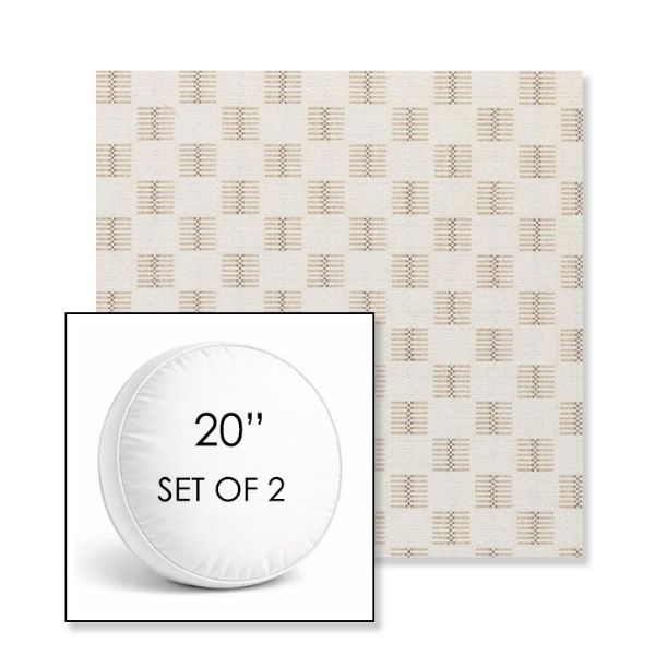 Picture of Mend Latte | Set of 2 | 20" Sunbrella Boxed Round Outdoor Throw Pillows with Premium Inserts