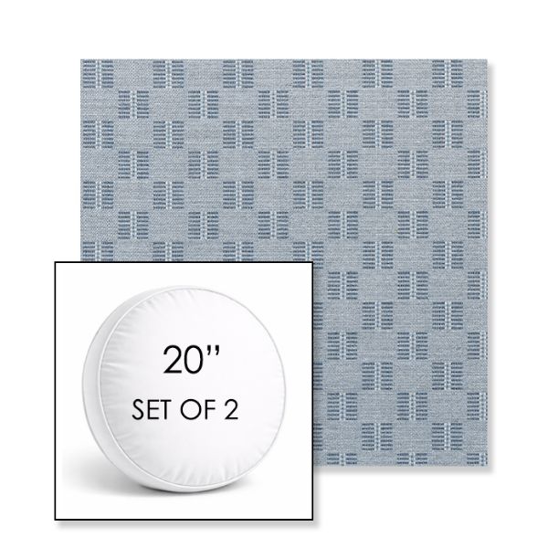 Picture of Mend Slate | Set of 2 | 20" Sunbrella Boxed Round Outdoor Throw Pillows with Premium Inserts