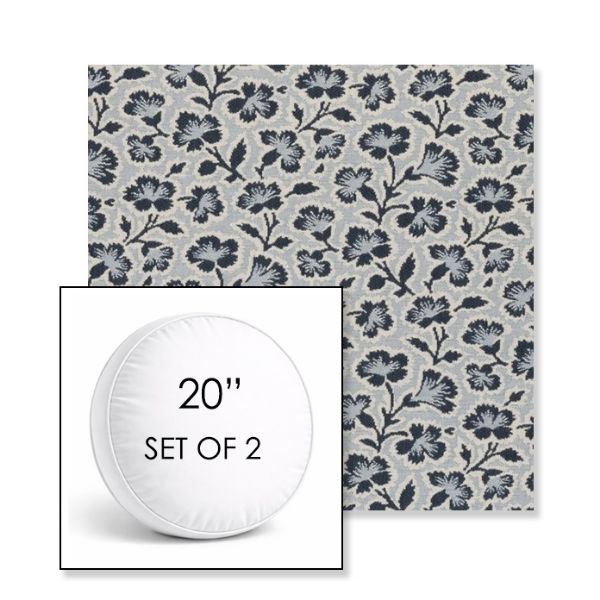 Picture of Mia Sapphire | Set of 2 | 20" Sunbrella Boxed Round Outdoor Throw Pillows with Premium Inserts