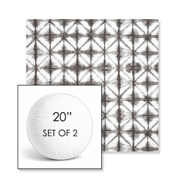 Picture of Midori Stone | Set of 2 | 20" Sunbrella Boxed Round Outdoor Throw Pillows with Premium Inserts