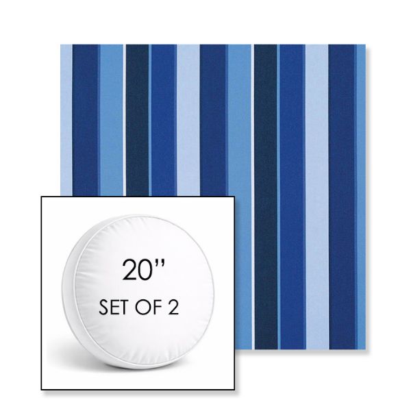 Picture of Milano Cobalt | Set of 2 | 20" Sunbrella Boxed Round Outdoor Throw Pillows with Premium Inserts