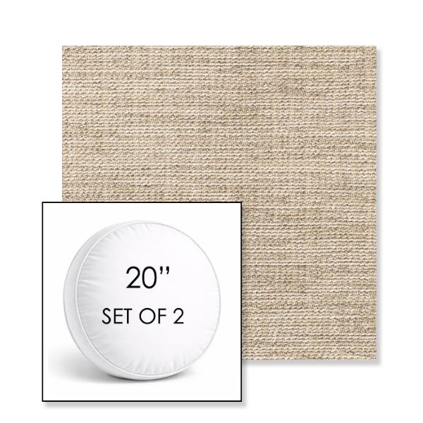 Picture of Momento Parchment | Set of 2 | 20" Sunbrella Boxed Round Outdoor Throw Pillows with Premium Inserts