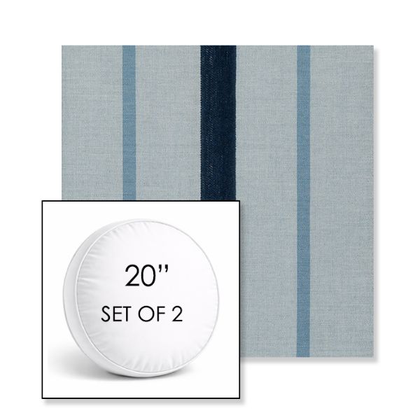 Picture of Revival Denim | Set of 2 | 20" Sunbrella Boxed Round Outdoor Throw Pillows with Premium Inserts