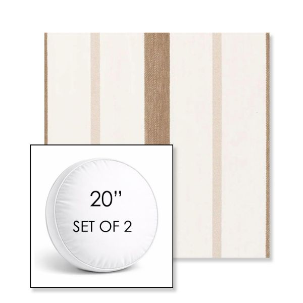 Picture of Revival Sand | Set of 2 | 20" Sunbrella Boxed Round Outdoor Throw Pillows with Premium Inserts