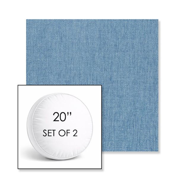 Picture of Ritsy Chambray | Set of 2 | 20" Sunbrella Boxed Round Outdoor Throw Pillows with Premium Inserts
