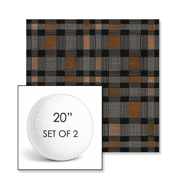 Picture of Rubix Center City | Set of 2 | 20" Sunbrella Boxed Round Outdoor Throw Pillows with Premium Inserts