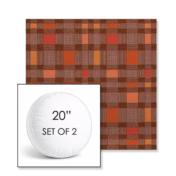 Picture of Rubix Spicy Melon | Set of 2 | 20" Sunbrella Boxed Round Outdoor Throw Pillows with Premium Inserts