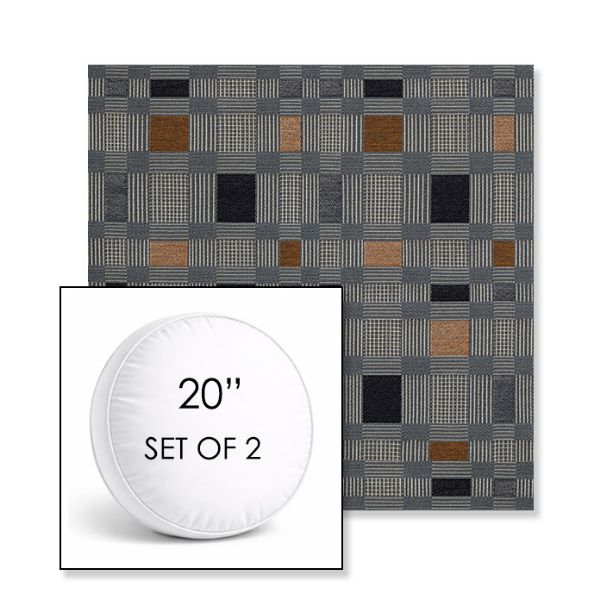 Picture of Rubix Vintage Denim | Set of 2 | 20" Sunbrella Boxed Round Outdoor Throw Pillows with Premium Inserts