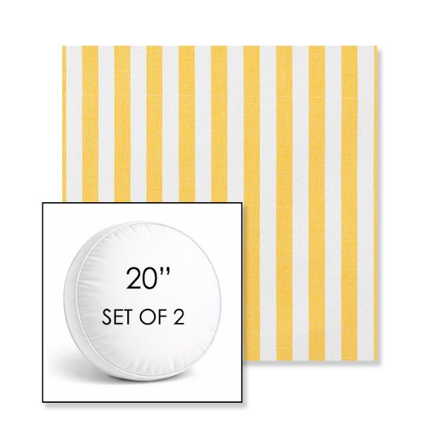 Picture of Sail Away Sunflower | Set of 2 | 20" Sunbrella Boxed Round Outdoor Throw Pillows with Premium Inserts