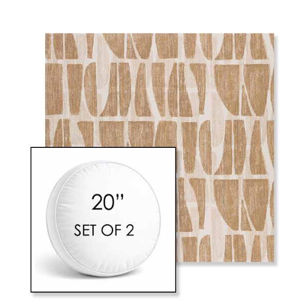 Picture of Scheme Harvest | Set of 2 | 20" Sunbrella Boxed Round Outdoor Throw Pillows with Premium Inserts
