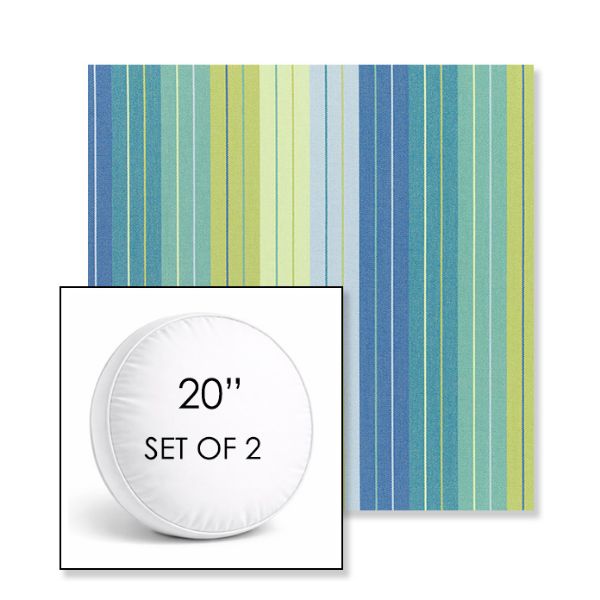 Picture of Seville Seaside | Set of 2 | 20" Sunbrella Boxed Round Outdoor Throw Pillows with Premium Inserts