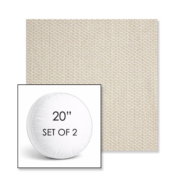 Picture of Tailored Snow | Set of 2 | 20" Sunbrella Boxed Round Outdoor Throw Pillows with Premium Inserts