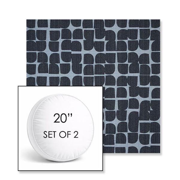 Picture of Toggle Blueprint | Set of 2 | 20" Sunbrella Boxed Round Outdoor Throw Pillows with Premium Inserts