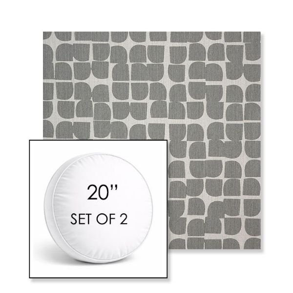 Picture of Toggle Greystone | Set of 2 | 20" Sunbrella Boxed Round Outdoor Throw Pillows with Premium Inserts