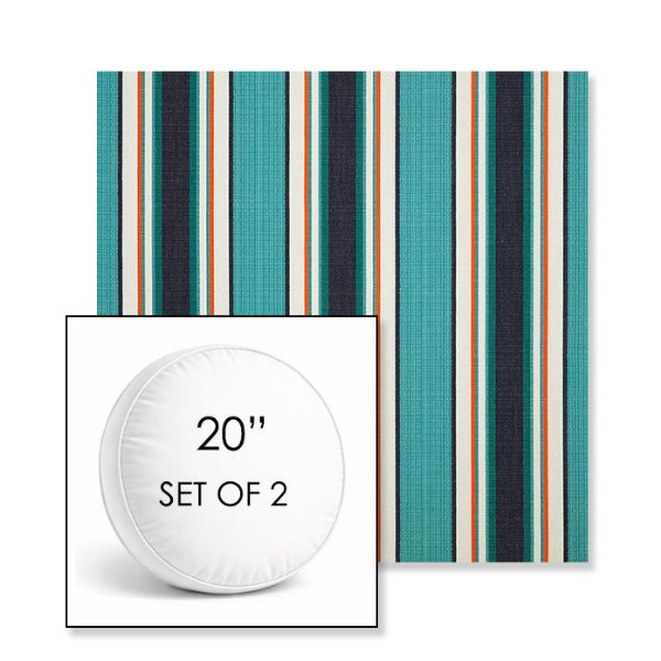 Picture of Token Surfside | Set of 2 | 20" Sunbrella Boxed Round Outdoor Throw Pillows with Premium Inserts