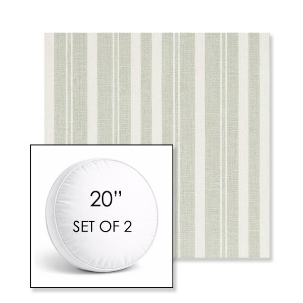 Picture of Tranquil Sage | Set of 2 | 20" Sunbrella Boxed Round Outdoor Throw Pillows with Premium Inserts