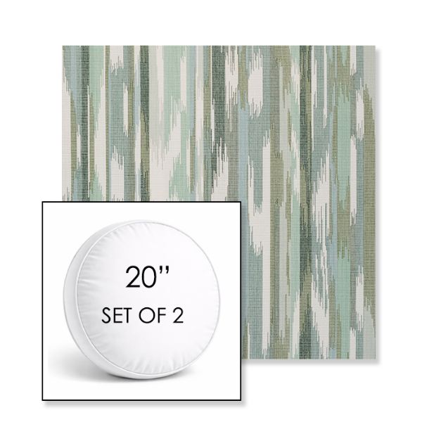 Picture of Transformation Moss | Set of 2 | 20" Sunbrella Boxed Round Outdoor Throw Pillows with Premium Inserts