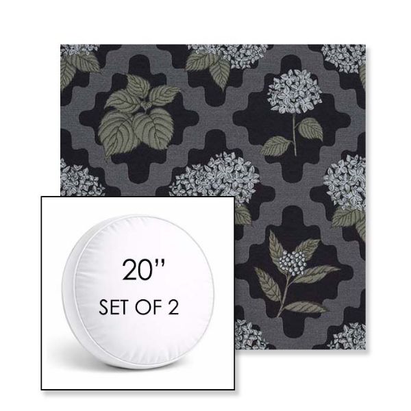 Picture of Trellis Morning Glory | Set of 2 | 20" Sunbrella Boxed Round Outdoor Throw Pillows with Premium Inserts