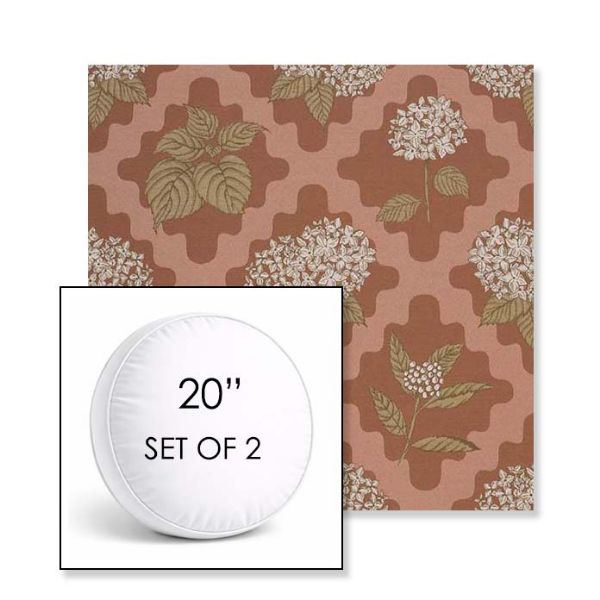 Picture of Trellis Primrose | Set of 2 | 20" Sunbrella Boxed Round Outdoor Throw Pillows with Premium Inserts