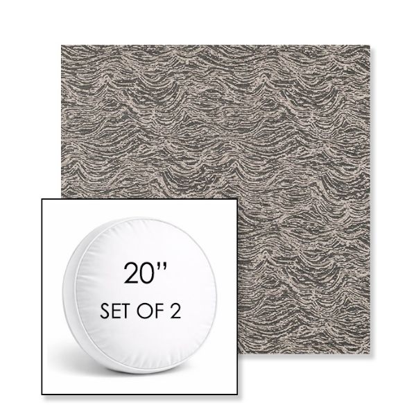 Picture of Undercurrent Storm | Set of 2 | 20" Sunbrella Boxed Round Outdoor Throw Pillows with Premium Inserts