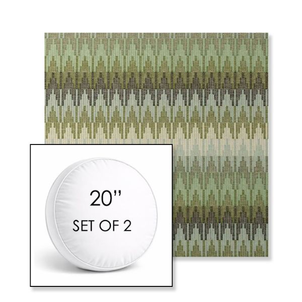 Picture of Valley Herbal | Set of 2 | 20" Sunbrella Boxed Round Outdoor Throw Pillows with Premium Inserts