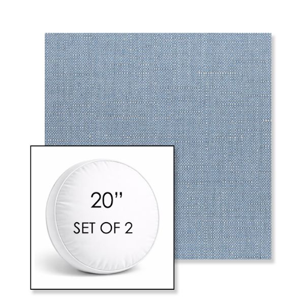Picture of Willa Chambray | Set of 2 | 20" Sunbrella Boxed Round Outdoor Throw Pillows with Premium Inserts