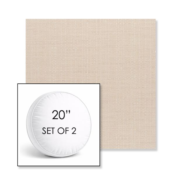 Picture of Willa Linen | Set of 2 | 20" Sunbrella Boxed Round Outdoor Throw Pillows with Premium Inserts