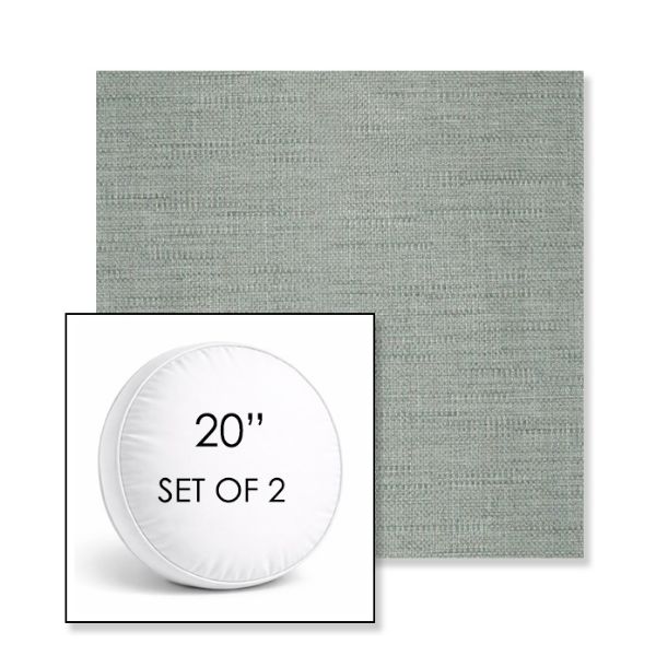 Picture of Willa Mist | Set of 2 | 20" Sunbrella Boxed Round Outdoor Throw Pillows with Premium Inserts