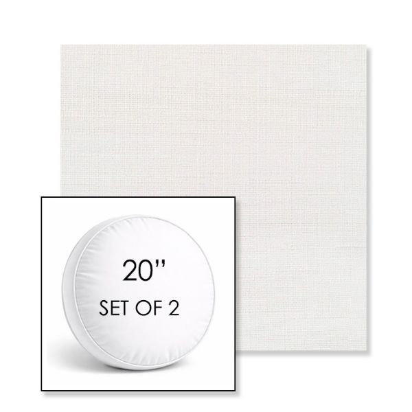 Picture of Willa Snow | Set of 2 | 20" Sunbrella Boxed Round Outdoor Throw Pillows with Premium Inserts