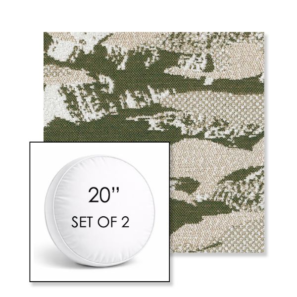 Picture of Yama Tanada | Set of 2 | 20" Sunbrella Boxed Round Outdoor Throw Pillows with Premium Inserts