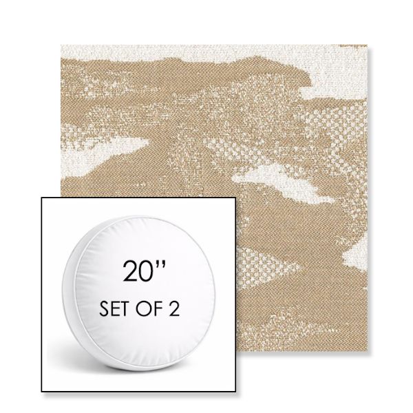 Picture of Yama Tomori | Set of 2 | 20" Sunbrella Boxed Round Outdoor Throw Pillows with Premium Inserts