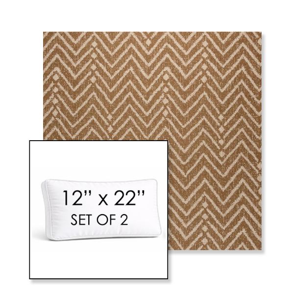 Picture of Argo Toffee | Set of 2 | 12" x 22" Sunbrella Boxed Outdoor Throw Pillows with Premium Inserts