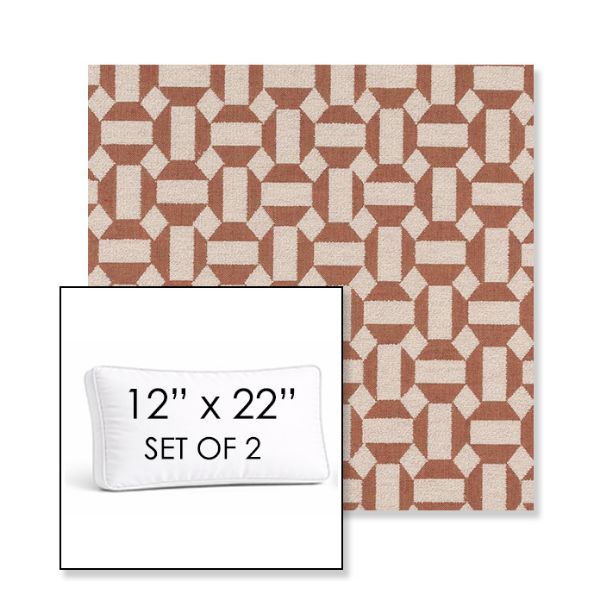 Picture of Assemble Clay | Set of 2 | 12" x 22" Sunbrella Boxed Outdoor Throw Pillows with Premium Inserts