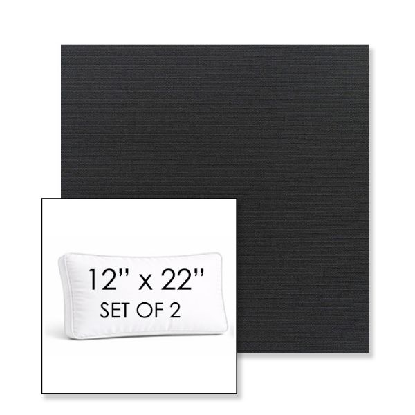 Picture of Canvas Black | Set of 2 | 12" x 22" Sunbrella Boxed Outdoor Throw Pillows with Premium Inserts