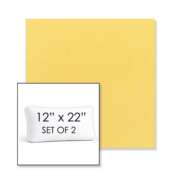 Picture of Canvas Buttercup | Set of 2 | 12" x 22" Sunbrella Boxed Outdoor Throw Pillows with Premium Inserts