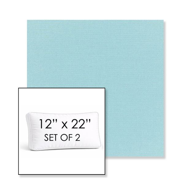 Picture of Canvas Mineral Blue | Set of 2 | 12" x 22" Sunbrella Boxed Outdoor Throw Pillows with Premium Inserts