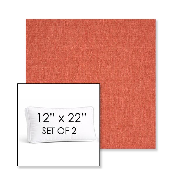 Picture of Canvas Persimmon | Set of 2 | 12" x 22" Sunbrella Boxed Outdoor Throw Pillows with Premium Inserts