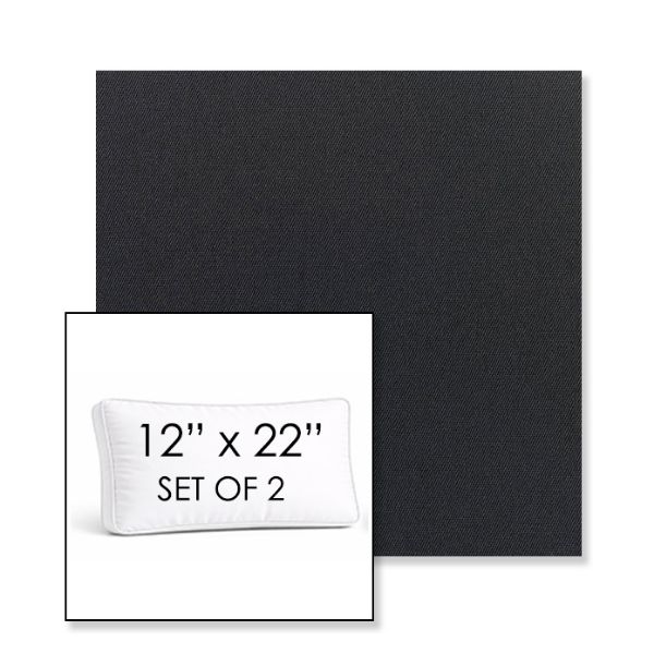 Picture of Canvas Raven Black | Set of 2 | 12" x 22" Sunbrella Boxed Outdoor Throw Pillows with Premium Inserts