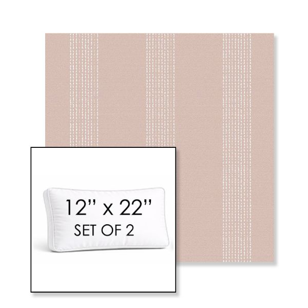 Picture of Caper Blush | Set of 2 | 12" x 22" Sunbrella Boxed Outdoor Throw Pillows with Premium Inserts