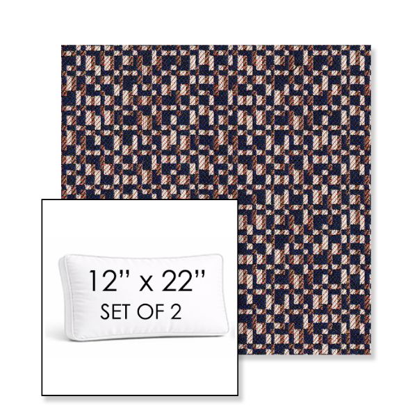 Picture of Carat Azurite | Set of 2 | 12" x 22" Sunbrella Boxed Outdoor Throw Pillows with Premium Inserts