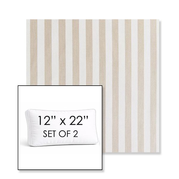 Picture of Costa Driftwood | Set of 2 | 12" x 22" Sunbrella Boxed Outdoor Throw Pillows with Premium Inserts
