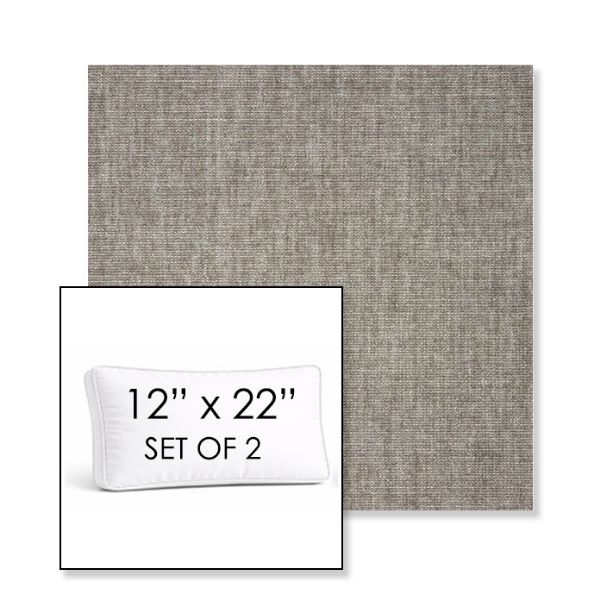 Picture of Crush Ash | Set of 2 | 12" x 22" Sunbrella Boxed Outdoor Throw Pillows with Premium Inserts