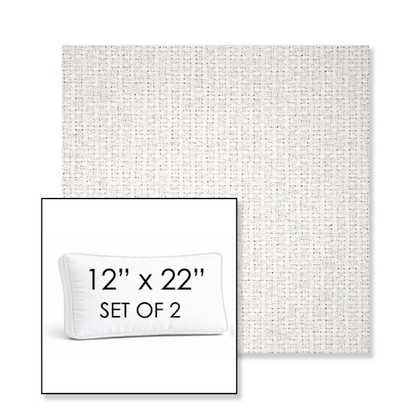 Picture of Dumont Snow | Set of 2 | 12" x 22" Sunbrella Boxed Outdoor Throw Pillows with Premium Inserts