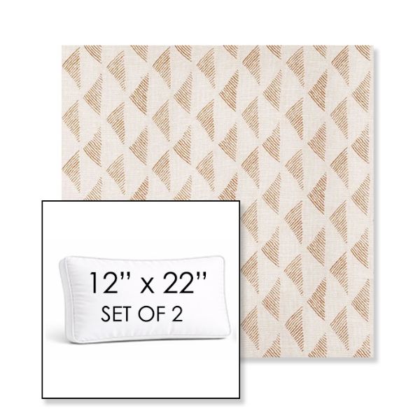 Picture of Etched Angles Cognac | Set of 2 | 12" x 22" Sunbrella Boxed Outdoor Throw Pillows with Premium Inserts