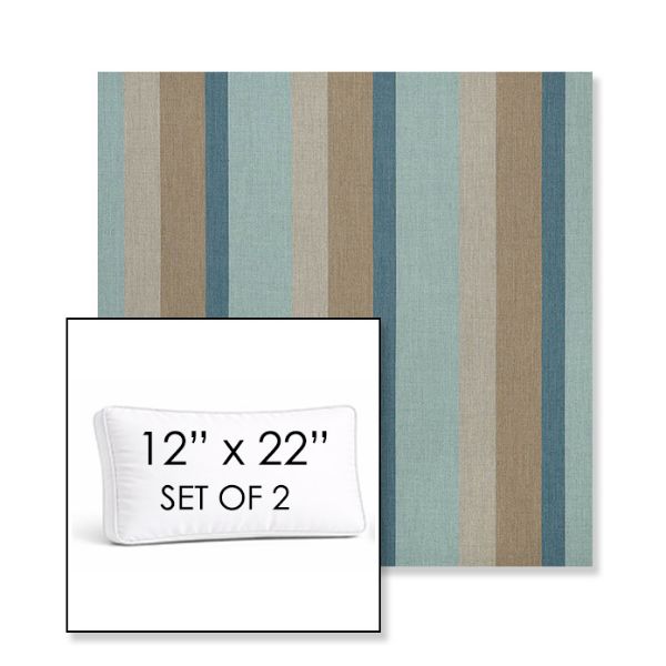 Picture of Gateway Mist | Set of 2 | 12" x 22" Sunbrella Boxed Outdoor Throw Pillows with Premium Inserts
