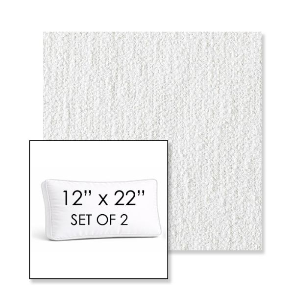 Picture of Improve White | Set of 2 | 12" x 22" Sunbrella Boxed Outdoor Throw Pillows with Premium Inserts