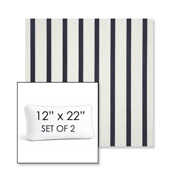 Picture of Lido Indigo | Set of 2 | 12" x 22" Sunbrella Boxed Outdoor Throw Pillows with Premium Inserts