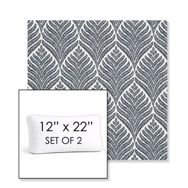 Picture of Linnaeus Indigo | Set of 2 | 12" x 22" Sunbrella Boxed Outdoor Throw Pillows with Premium Inserts