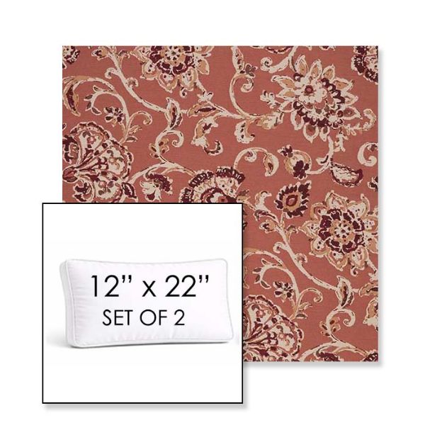 Picture of Martha Floral Rose Vine | Set of 2 | 12" x 22" Sunbrella Boxed Outdoor Throw Pillows with Premium Inserts
